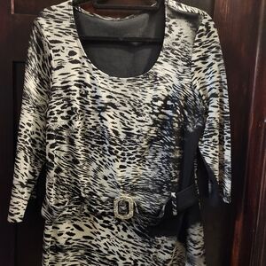Animal Print Dress with Belt